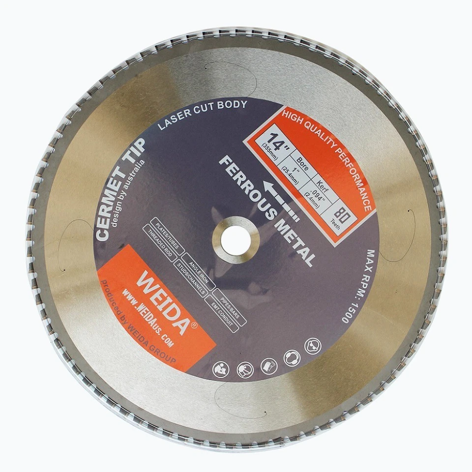 355mm Cold saw Blade 14 Inch 80 Teeth 25.4mm Arbor Dry Cut Steel Ferrous Cermet - image 3 of 4
