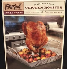 New Parini Chicken Roaster Stainless Steel Grill Masters Collection Cookware