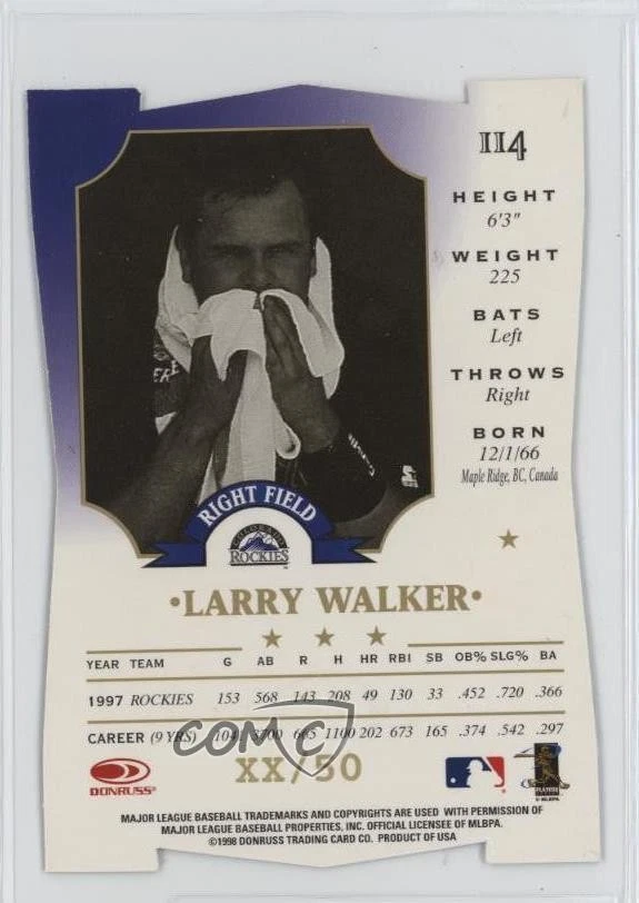 1998 Leaf Fractal Matrix Die-Cut Diamond-Axis Executive Proof /50 Larry Walker - Image 2 of 2