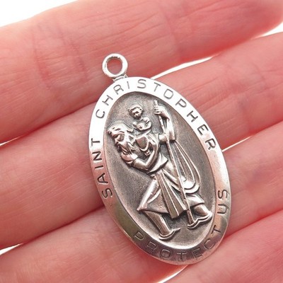 ELCO 925 Sterling Silver Vintage St. Christopher Medal Charm Pendant