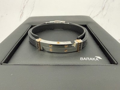 Baraka Italian 18K Rose Gold Stainless Steel 1/6ctw Black Diamond Bracelet Box