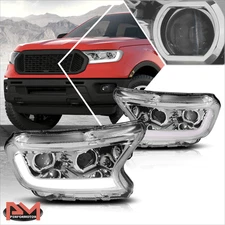 For 19-22 Ford Ranger Switchback LED DRL Dual Projector Headlights/Lamps Chrome