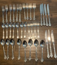 Vtg 36 Pcs Oneida Satinique Stainless Flatwar...