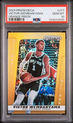 2024 Panini Prizm DECA Victor Wembanyama Orange /49 San Antonio Spurs PSA 10