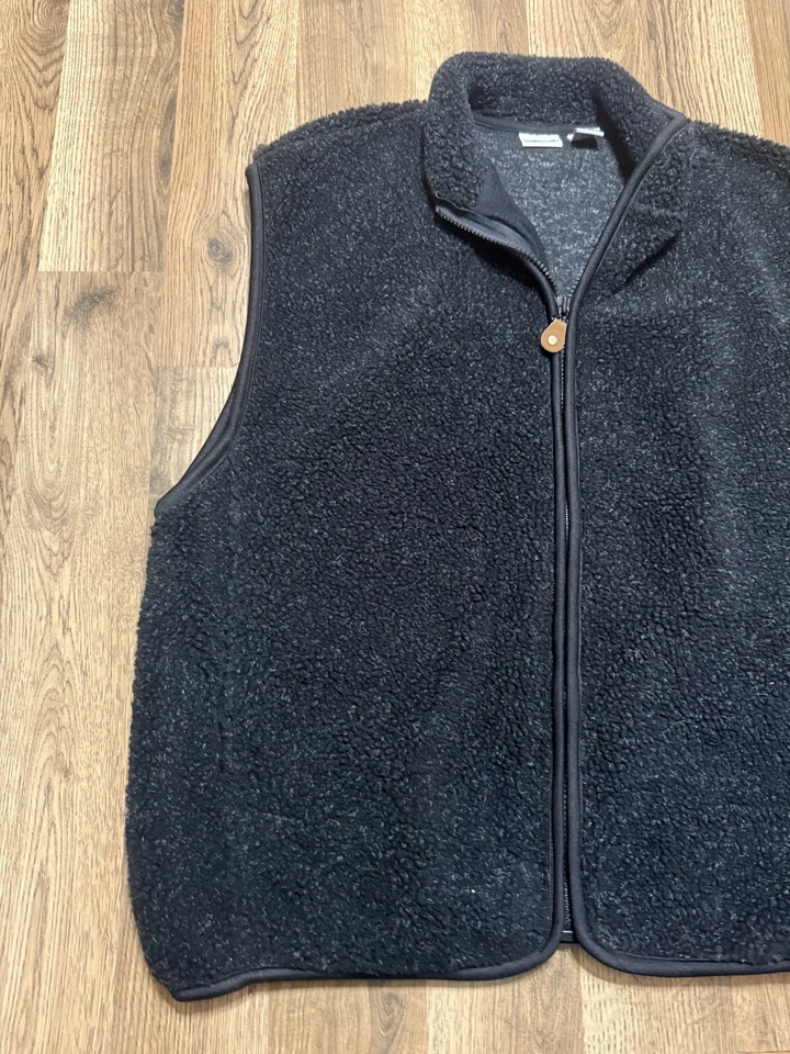 Suéter Cherokee, Para Hombre Talla Mediana, Negro, Cremallera Completa, Chaleco, Vellón Foto 4 de 4