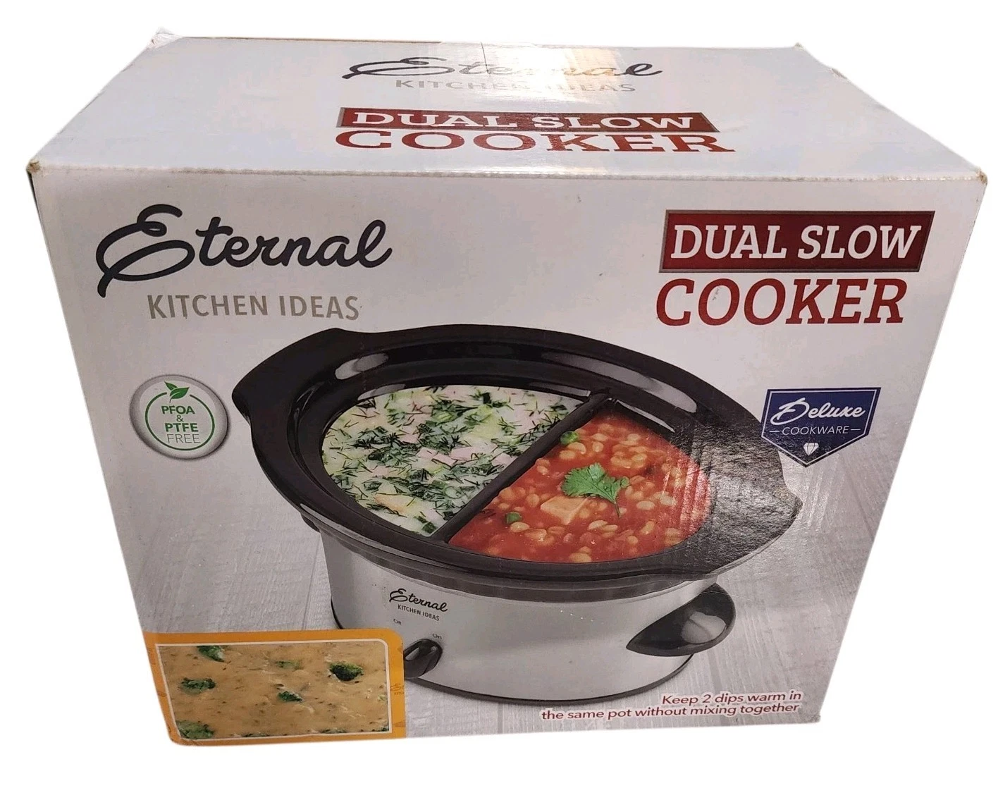 Eternal Kitchen Ideas Dual Slow Cooker 16 Oz Capacity On Each Side