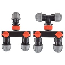 MDPE Water Pipe Manifold with Independent Valves, 2 Outlet Irrigation Splitter