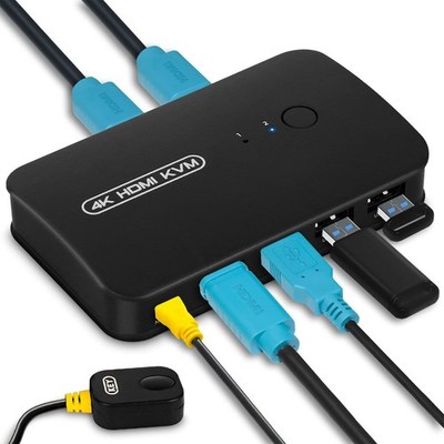 DGODRT HDMI USB KVM Switch 2 Port Selector Box for 2 4K@30Hz 2 Port, Black 