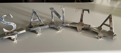 Silver Stocking Holder Hanger Hook Letters Spell SANTA Christmas Set Of 5
