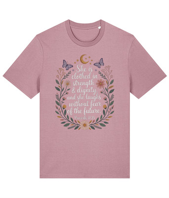 Christian Floral Graphic Tee | Sprüche 31:25 Bio T-Shirt für Damen