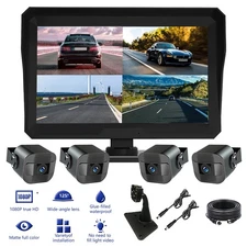 10.1" Quad Monitor 1080P Vehicle Backup Camera System DVR Reversing Night Vision