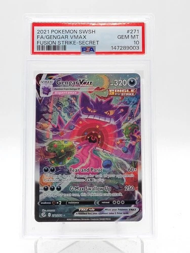 GENGAR VMAX 2021 POKEMON FUSION STRIKE SECRET RARE FA #271/264 PSA 10 Q3963