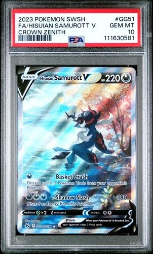 PSA 10 Hisuian Samurott V GG51/GG70 Crown Zenith Galarian Gallery