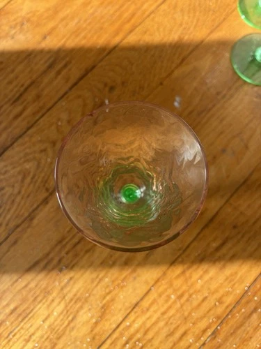 Tiffin Franciscan Vintage Watermelon Uranium Depression Wine Goblet Glass