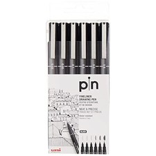 Uni Pin Fineliner Drawing Pen Sketching Set Black Ink 0.03 To 0.8Mm Set Of 6