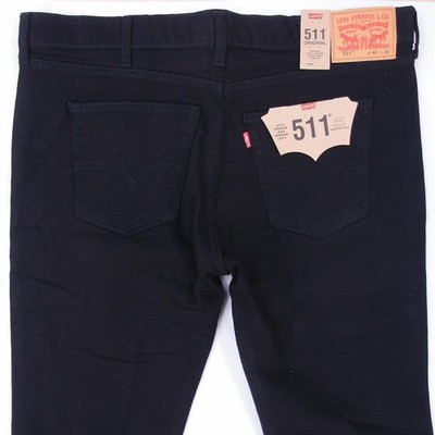 Herrens Levi's 04511 Slim Gerades Bein Elasthan Schwarz Jeans W40 L34