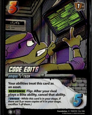 Universus Teenage Mutant Ninja Turtles  R 154/186 Code Edits