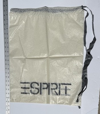 Vintage ESPRIT Plastic Shopping Drawstring Bag - Translucent White, Clear & Gray