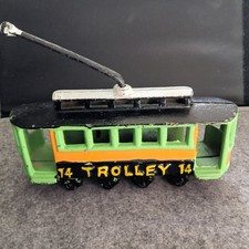 Vintage Cast Iron Trolley 14   Streetcar with Reversible Top  Rolling