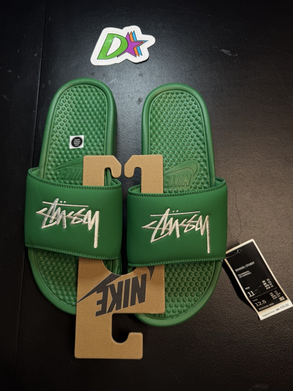 NEW Nike Benassi x Stussy Slide Men's size 11 Green Slides Sandals DC5239 300