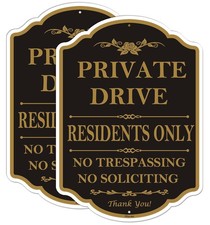 Private Drive Residents Only No Trespassing No Soliciting Signs 14"x 10" Priv...