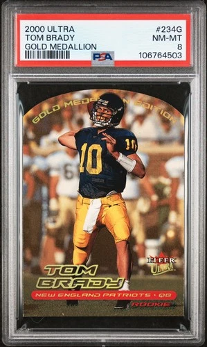 2000 ULTRA GOLD MEDALLION #234G TOM BRADY PSA 8