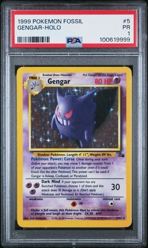 PSA 1 Gengar 5/62 Fossil Holo Pokemon Slab