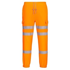 Portwest RT48 Hi-Vis Three Band Joggers Drawstring Waist 2 Side Zip Pockets