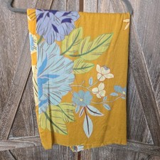 Brown Blue Green Floral Scarf Shawl Wrap Lightweight Beaded Lace Bird 74" x 26"