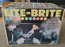 Vintage 1973 Hasbro Lite Brite w/ Original Box, Pegs, Sheets Tested Working