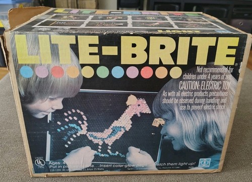 Vintage 1973 Hasbro Lite Brite w/ Original Box, Pegs, & Sheets—Tested & Working
