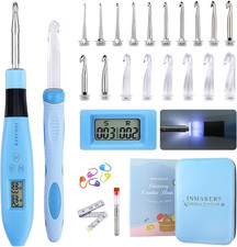 Light up Crochet Hooks Ergonomic Soft Grip, Large Counting Crochet Hook Set Digi