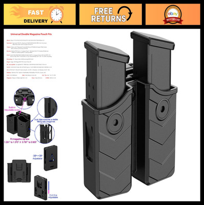 Universal Double Magazine Pouch - Dual Stack Holster, Adjustable Retention for G