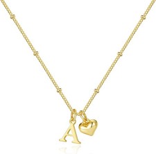 M MOOHAM Stocking Stuffers for Girls Kids - Heart Initial Necklace A  