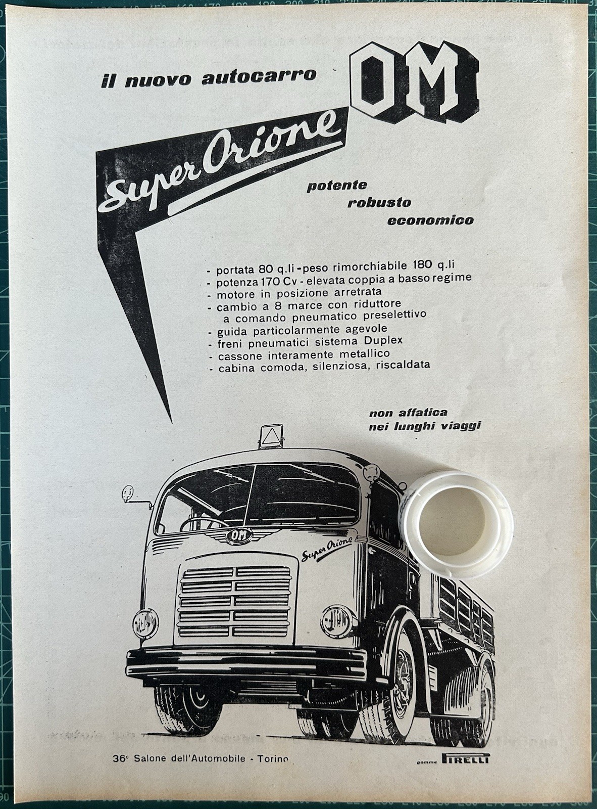 Rara Pubblicità Nuovo Autocarro OM Super Orione del 1954