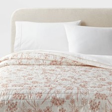 King Satin Quilt Copper - Room Essentials: Floral Sateen Coverlet,