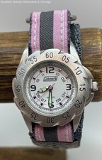 Coleman Quartz Analog White Dial St Steel Pink & Grey Strap Watch 39g