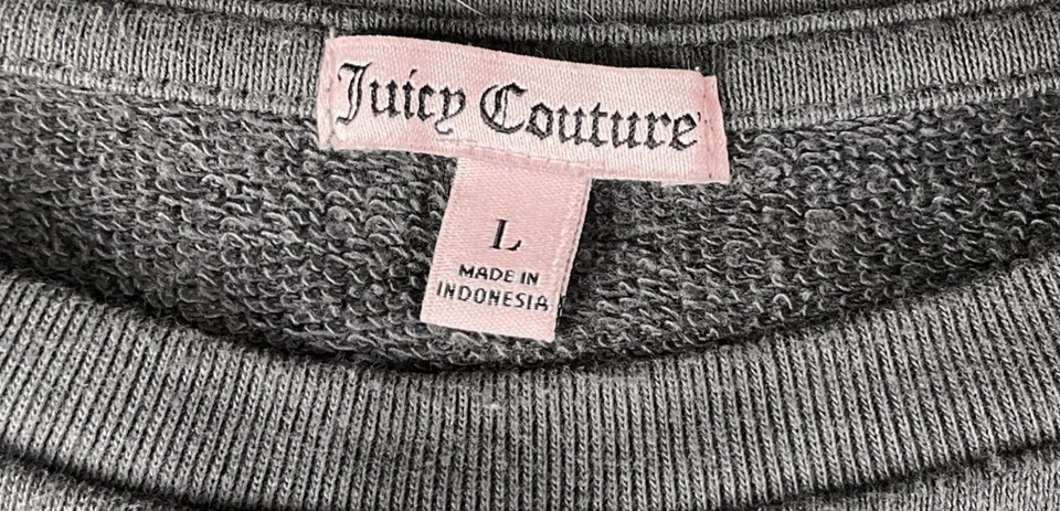 Sudadera Juicy Couture para mujer talla L gris dorado logotipo estrás dobladillo desigual Foto 3 de 4
