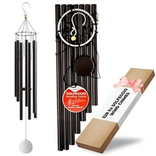528hz Solfeggio Windchimes Healing Wind Chimes 444 hz - 44 inch (Black)