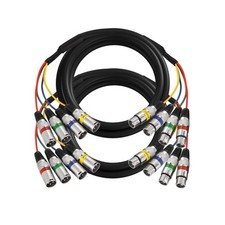 15Ft XLR Snake Cables - 4 Colored 4 Channel Microphone Cable Patch Speaker Ca...