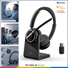 Wireless Headset with Mic for Work Noise Canceling Bluetooth Headphones