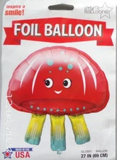 North Star Large Foil Helium Balloon 27" / 69cm Cute Red Jellyfish