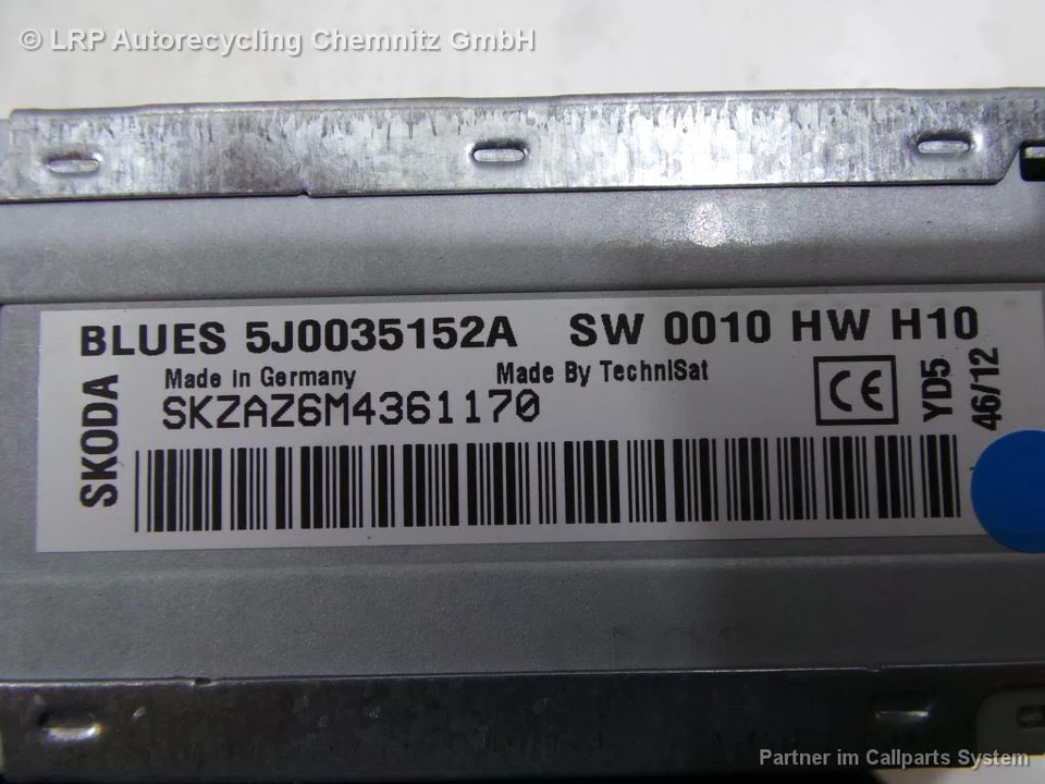 Skoda Fabia 2 II BJ 2012 original Autoradio Radio Blues 5J0035152A CD MP3 - Bild 2 von 4