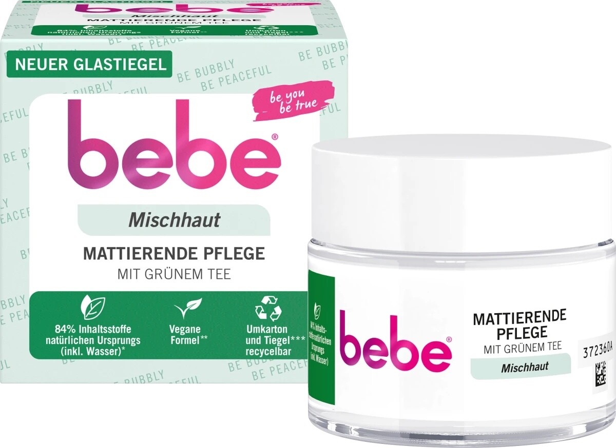 Bebe Mattifying skin cream with GREEN TEA -50ml- VEGAN-FREE