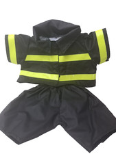Build-A-Bear Firefighter Outfit Jacket  Pants 2pc Black Uniform Clothes BABW