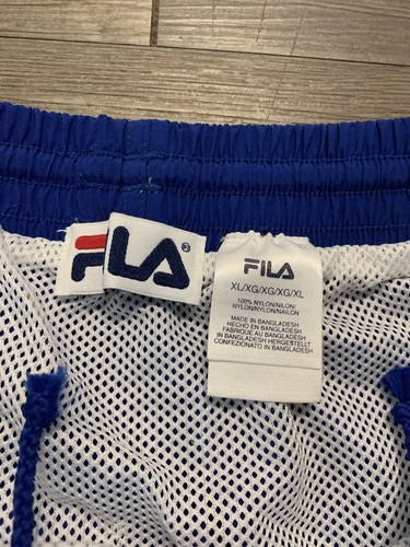 Vintage FILA Mesh Lined Nylon Shorts Swim Trunks Blue Mens XL Spell Out 90s Y2K - Picture 4 of 7
