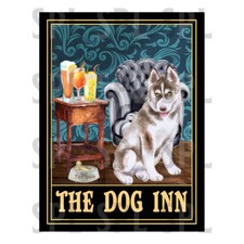 THE DOG INN Husky retro tin sign novelty gift, pub bar man cave
