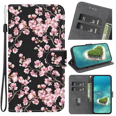 Plum blossom Wallet Phone Case For OPPO A57 Realme Huawei P40 P50 Honor 60 70 80