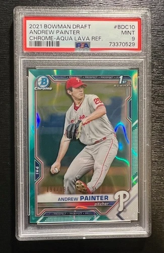 2021 ANDREW PAINTER 1ST BOWMAN CHROME AQUA LAVA REFRACTOR /199 PSA 9