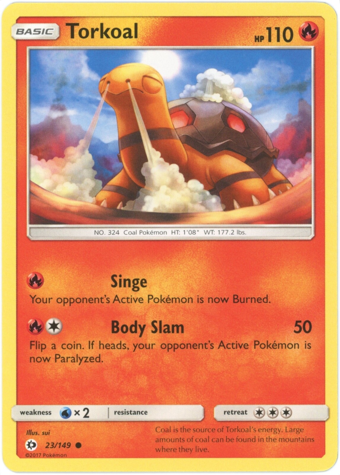 Torkoal - 23/149 - Sun & Moon Base Set - Pokemon - NM
